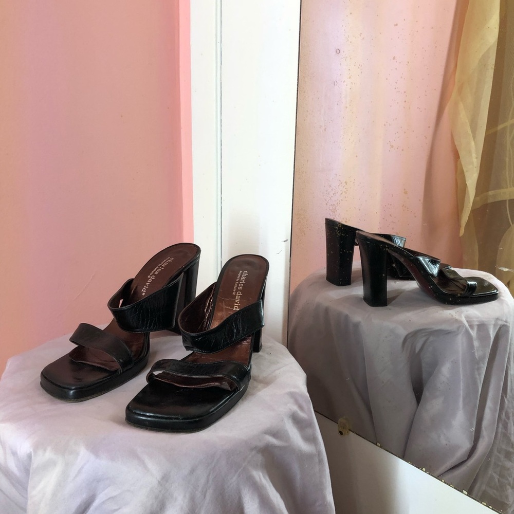 Charles David Black Heels Strappy and Classic Designs